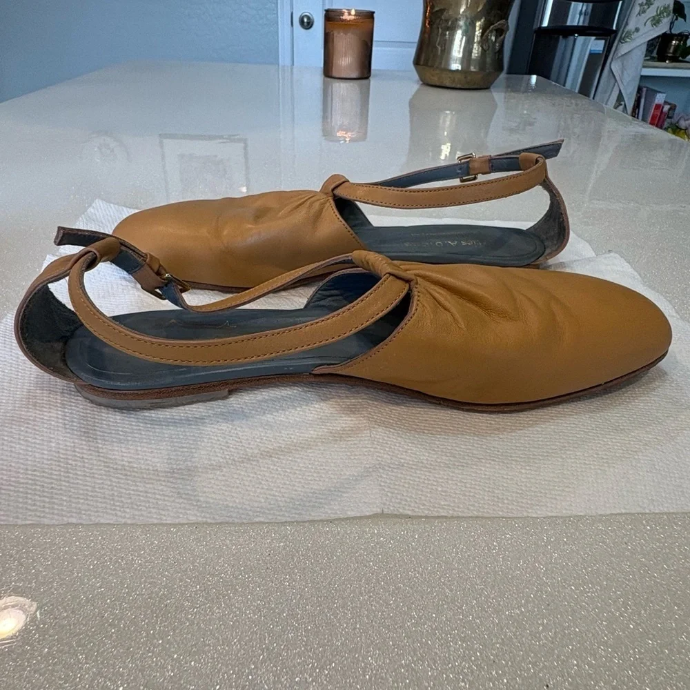 Act Series A.012 23 Tan Leather Slingback Flats Handcrafted in Mallorca, Spain